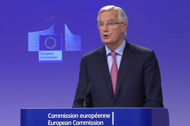 Michel Barnier, the EU negotiator, speaking in Brussels this morning