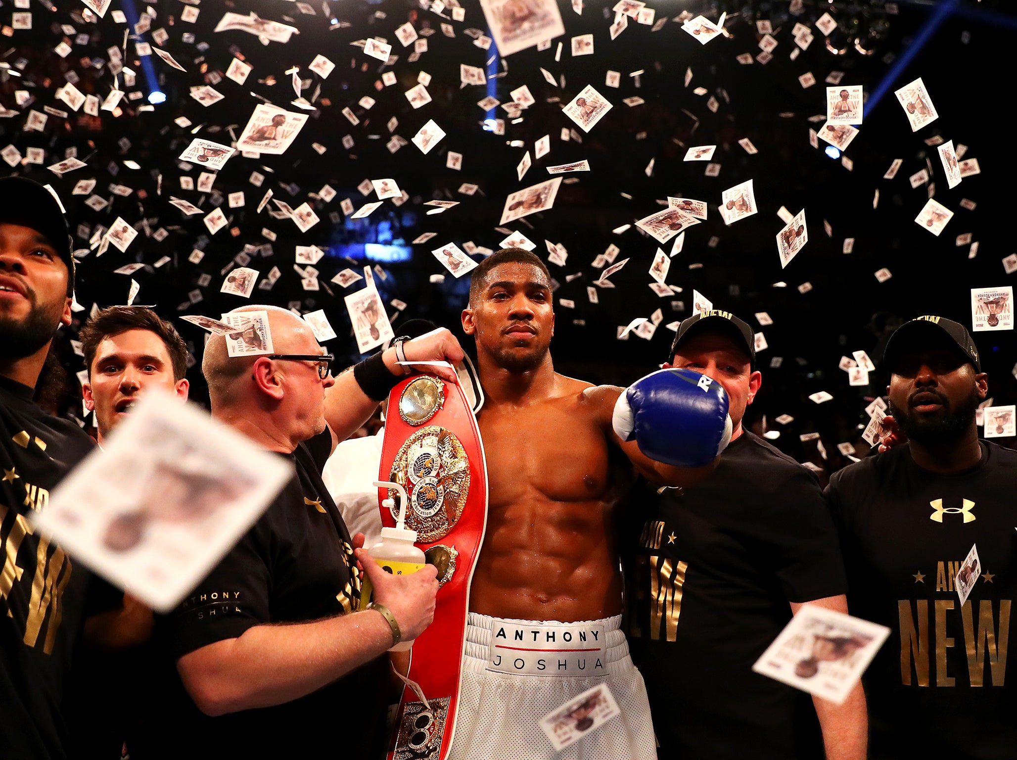 Joshua after winning the IBF belt, in 2016