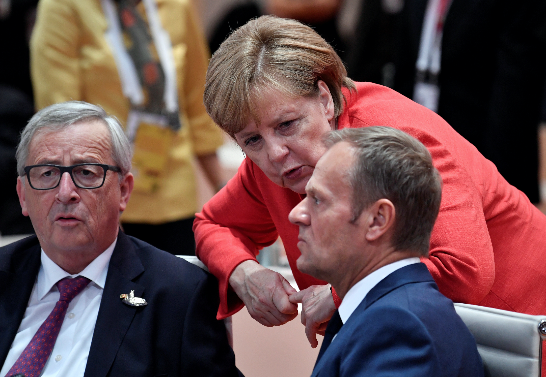 EC president Jean-Claude Juncker, German chancellor Angela Merkel, and Council president Donald Tusk all hail from the European People's Party
