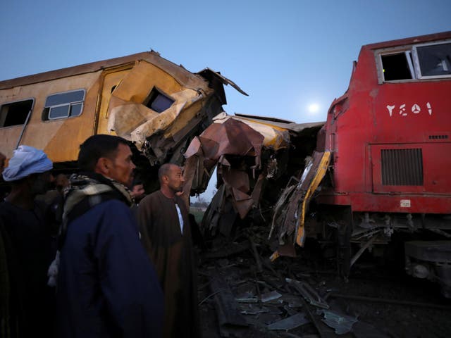 The incident occurred after a cargo train collided head on with and a passenger train heading to Cairo
