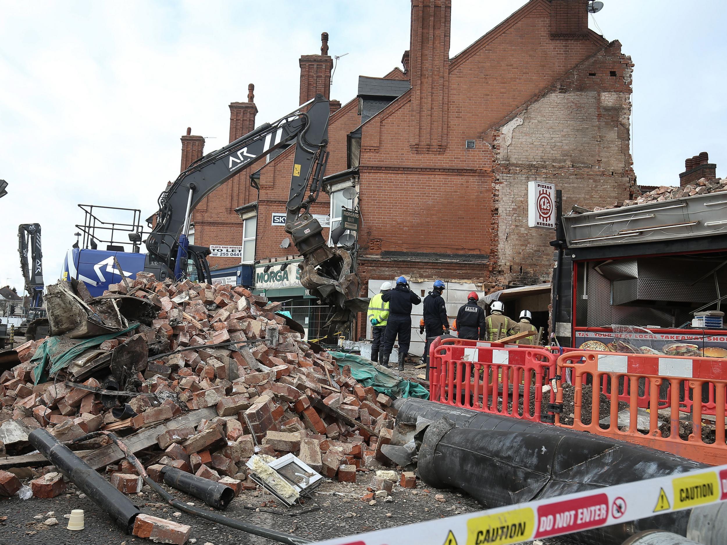 The scene in Hinckley Road, Leicester, following the explosion which killed five people