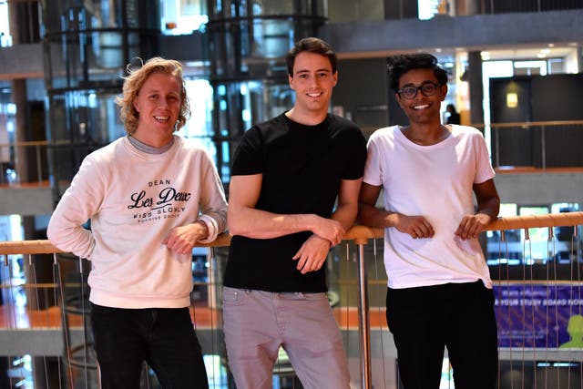 The co-founders of Hold, Maths Mathisen, Florian Winder and Vinoth Vinaya, who came up with the idea while studying at Copenhagen Business School