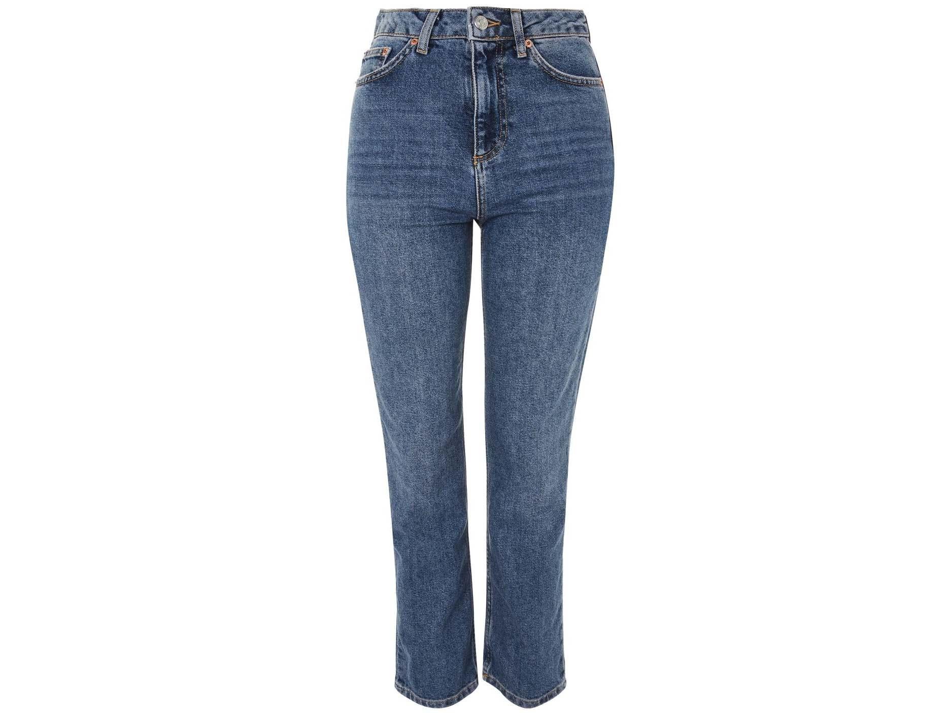 Moto Mid Blue Straight Leg Jeans, £40, Topshop