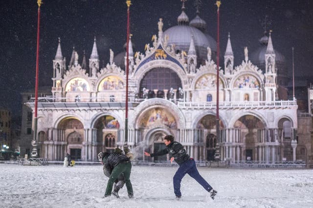 Venice has been carpeted by snow in recent days