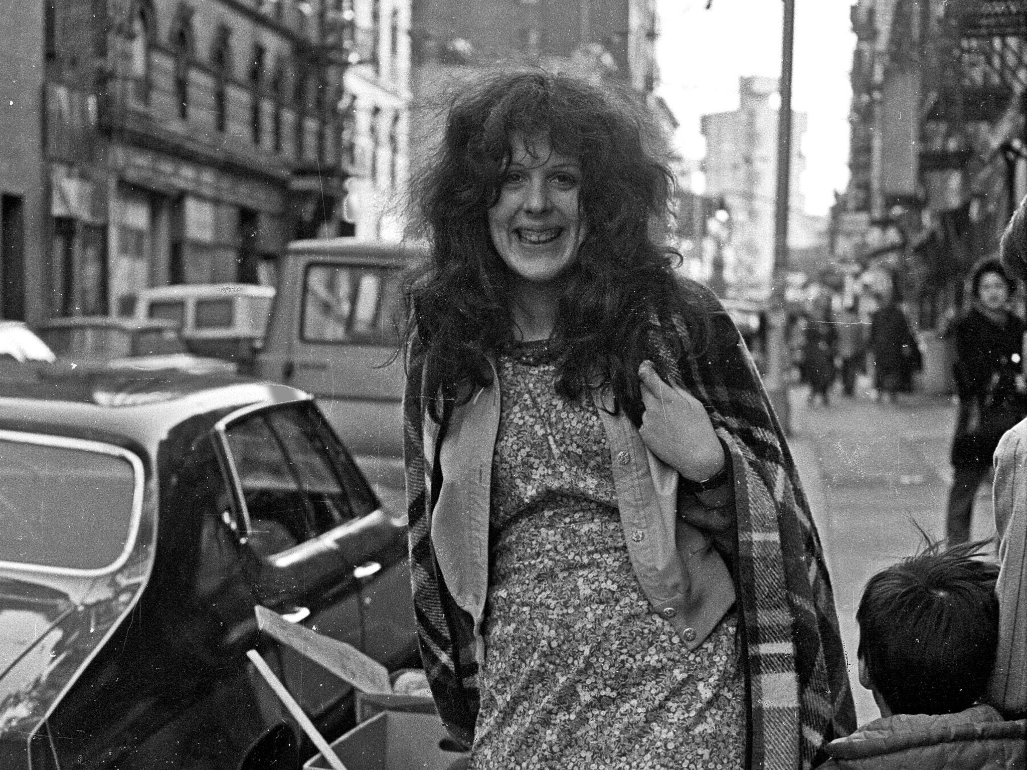 The self-confessed ‘card-carrying hippie’ in the Lower East Side of Manhattan, 1973. In her twenties, she supported herself and her son on child welfare payments as well as occasional cheques from freelance writing and secretarial jobs