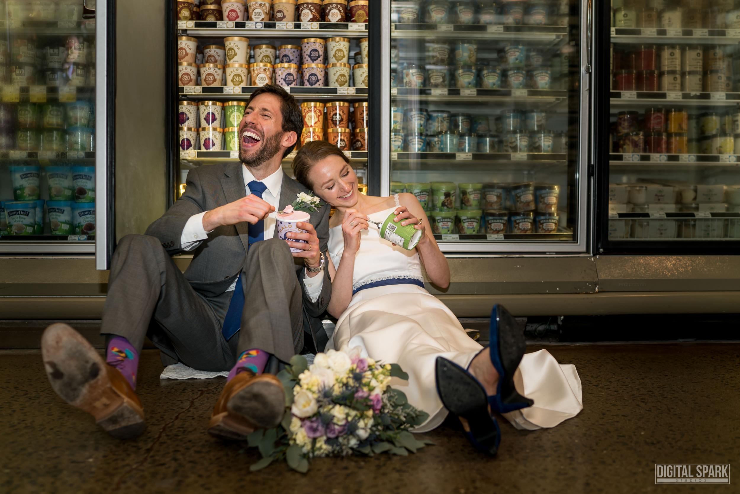 The Whole Foods store was decorated with signs illustrated with romantic and food-related puns