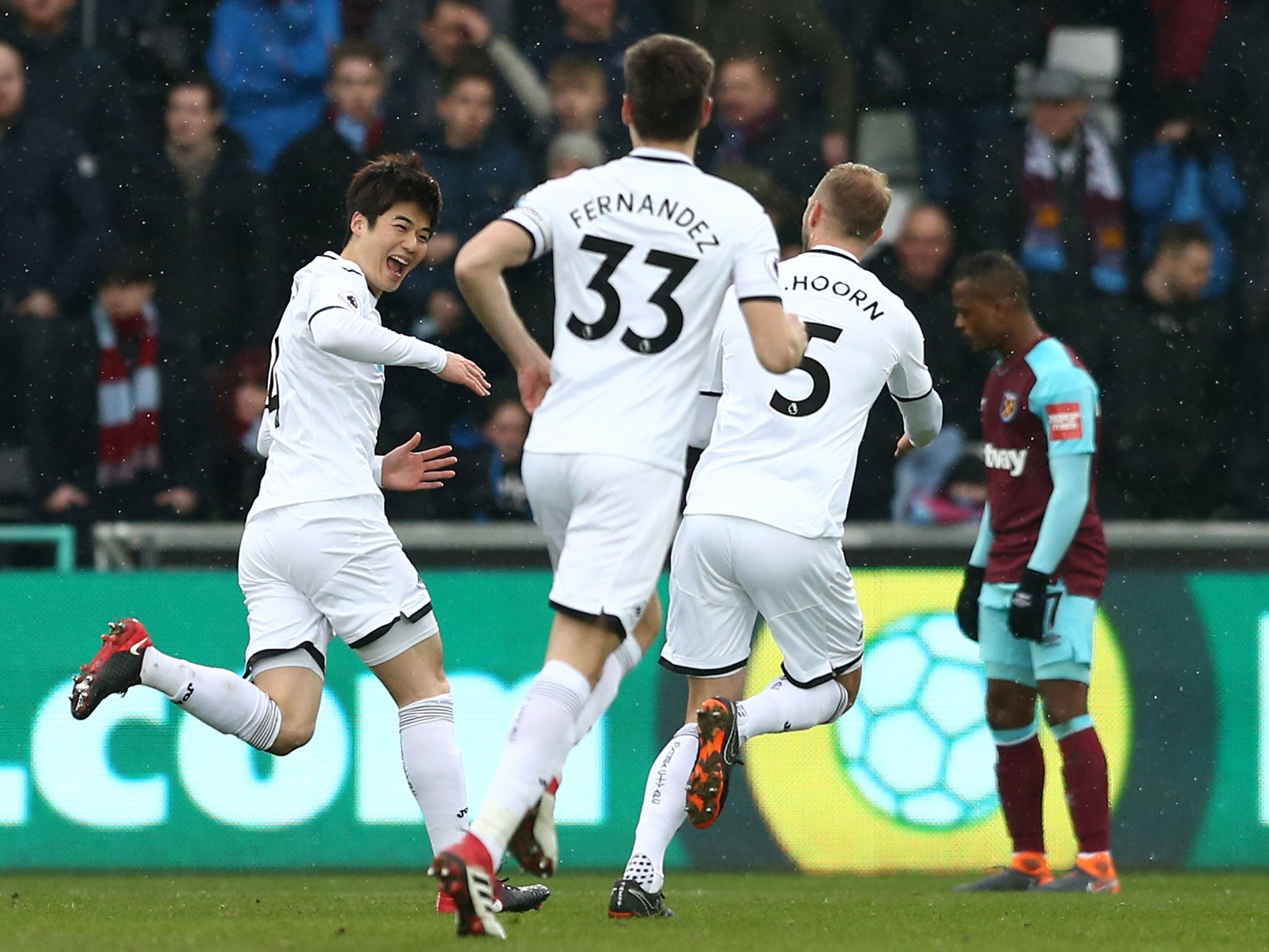 Ki Sung-Yueng gave Swansea their first goal of the afternoon
