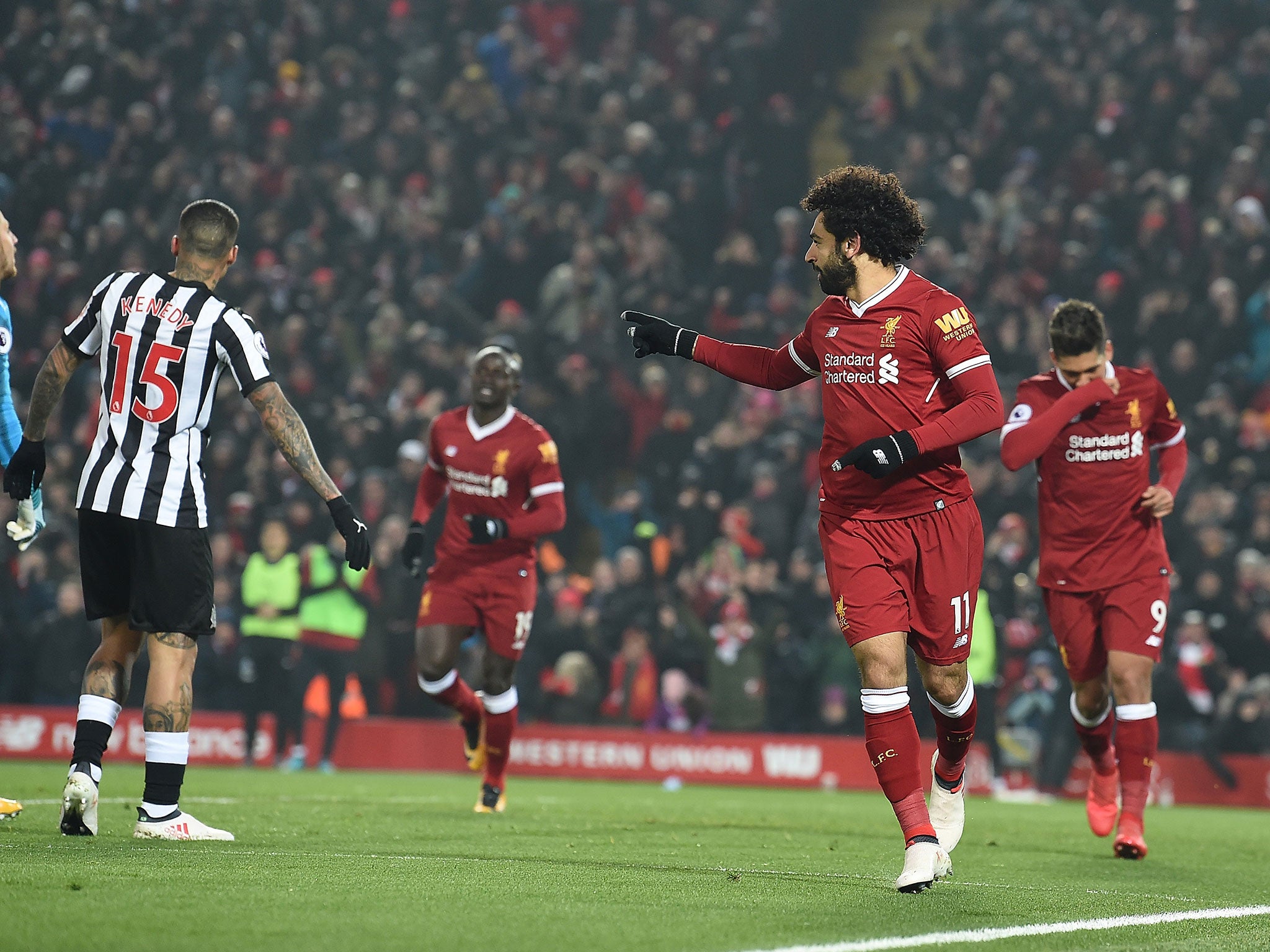 Mohamed Salah scored his 32nd goal of the season to put Liverpool ahead