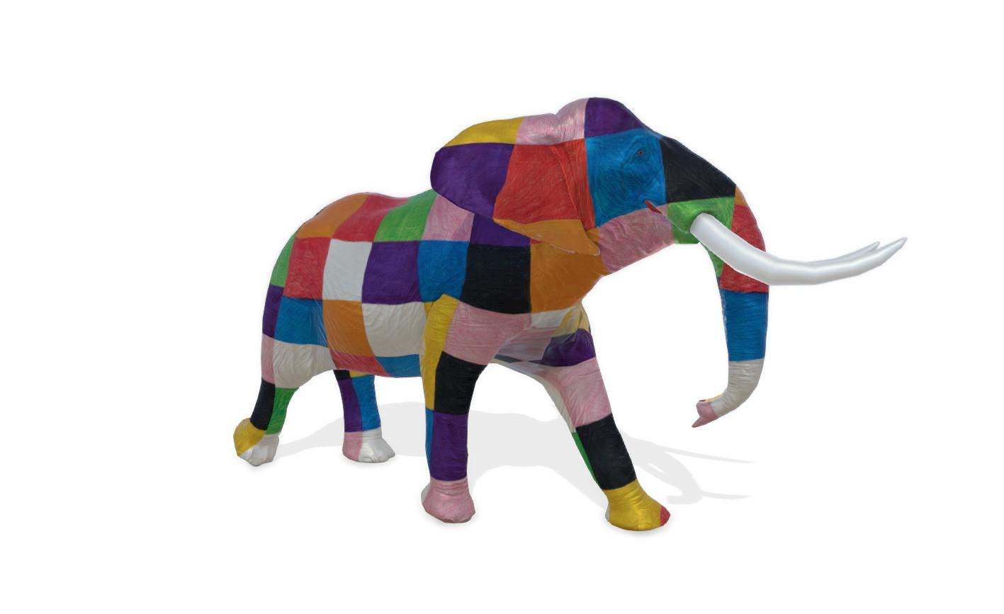 Elmer the Patchwork elephant is preparing to trek across billboards
