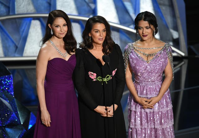 Ashley Judd, Salma Hayek and Annabella Sciorra. Credit: Kevin Winter/Getty Images