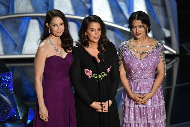 Ashley Judd, Salma Hayek and Annabella Sciorra. Credit: Kevin Winter/Getty Images