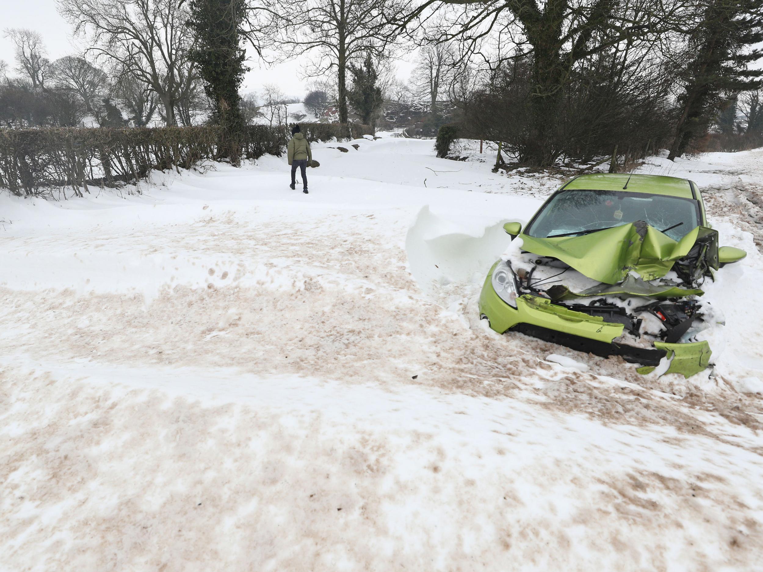 An abandoned car at Belah bridge in Cumbria