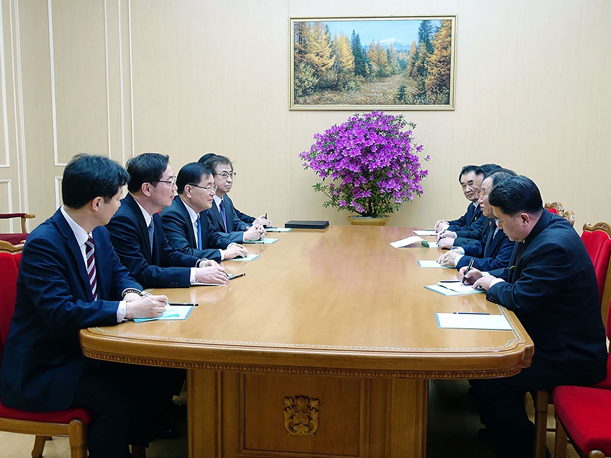 South Korean officials in the first known high-level visit to North Korea in around a decade ( AP)