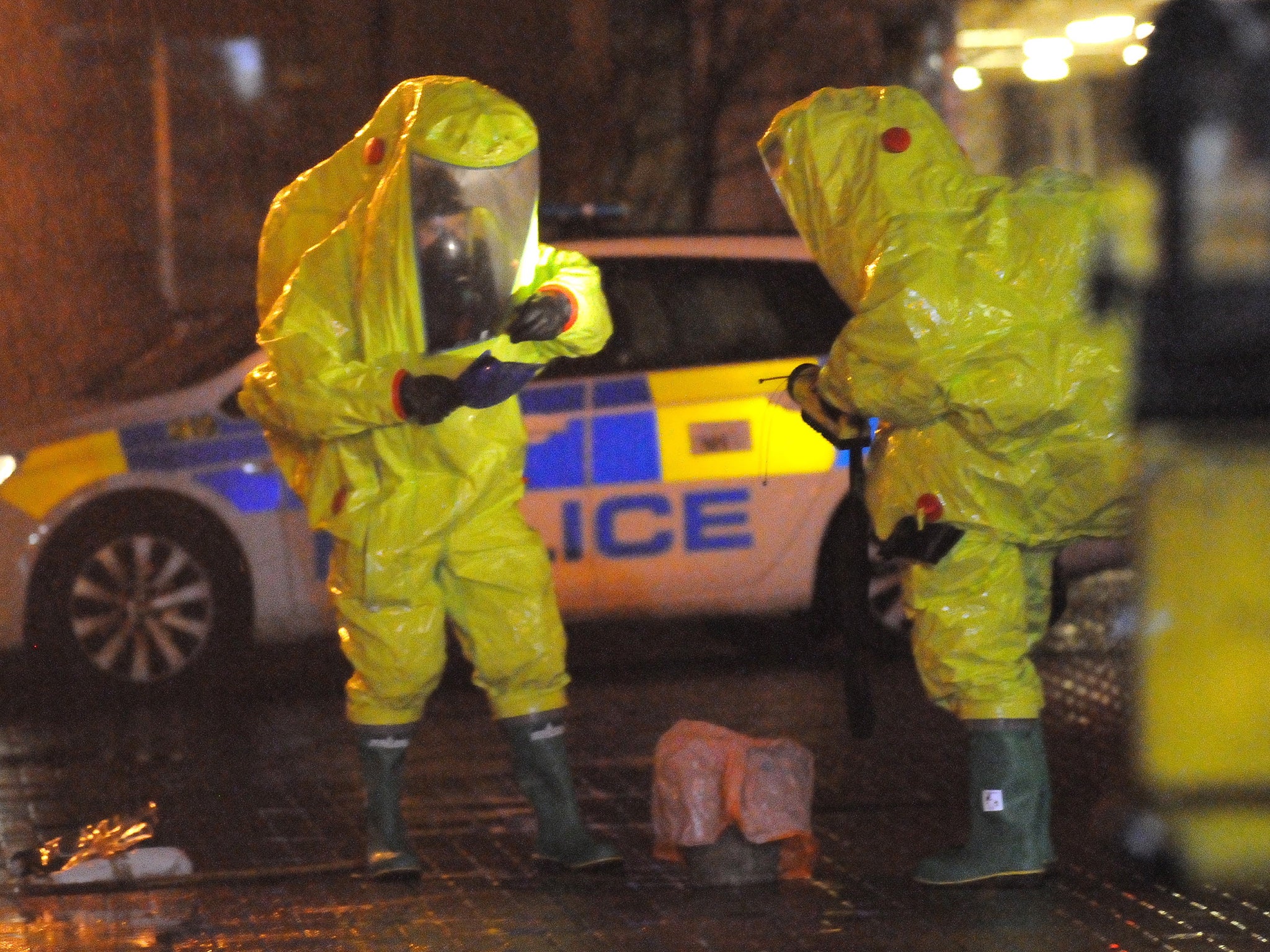 Incident Response crew at the scene where Sergei Skripal was found unconscious alongside a woman.