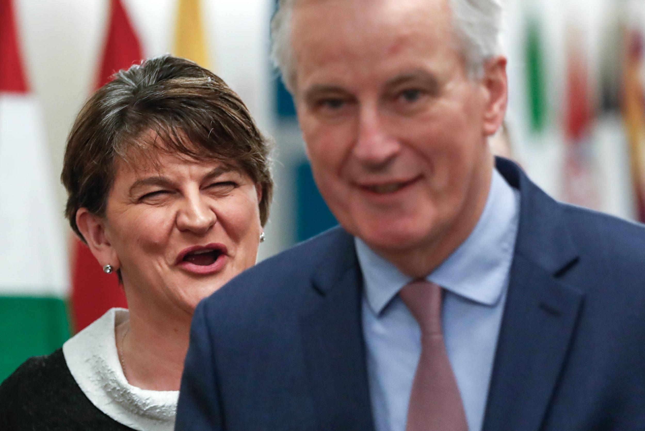 DUP leader Arlene Foster meets European Union's chief Brexit negotiator Michel Barnier in Brussels