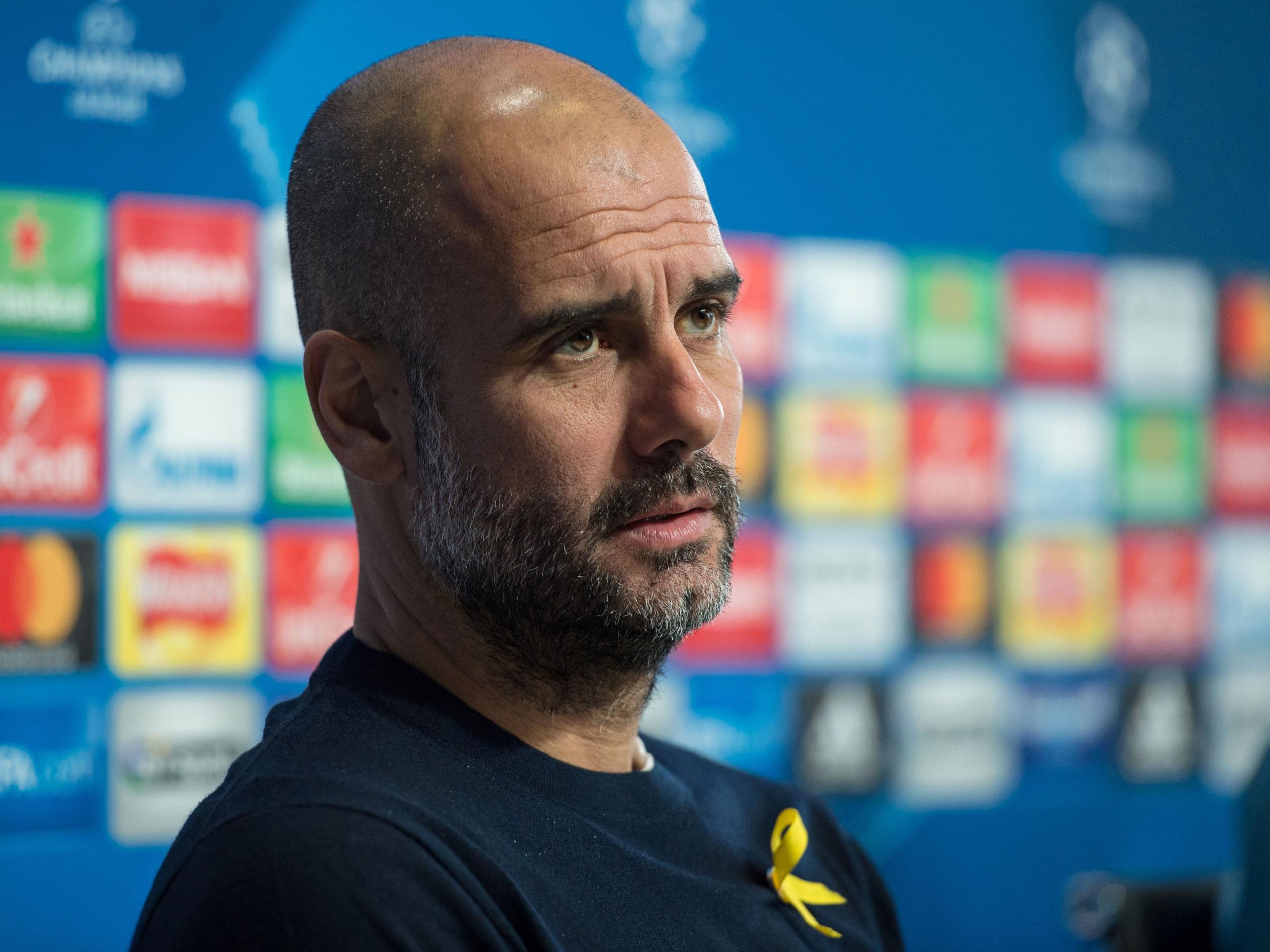 Pep Guardiola will wear the yellow ribbon against Basel on Wednesday night