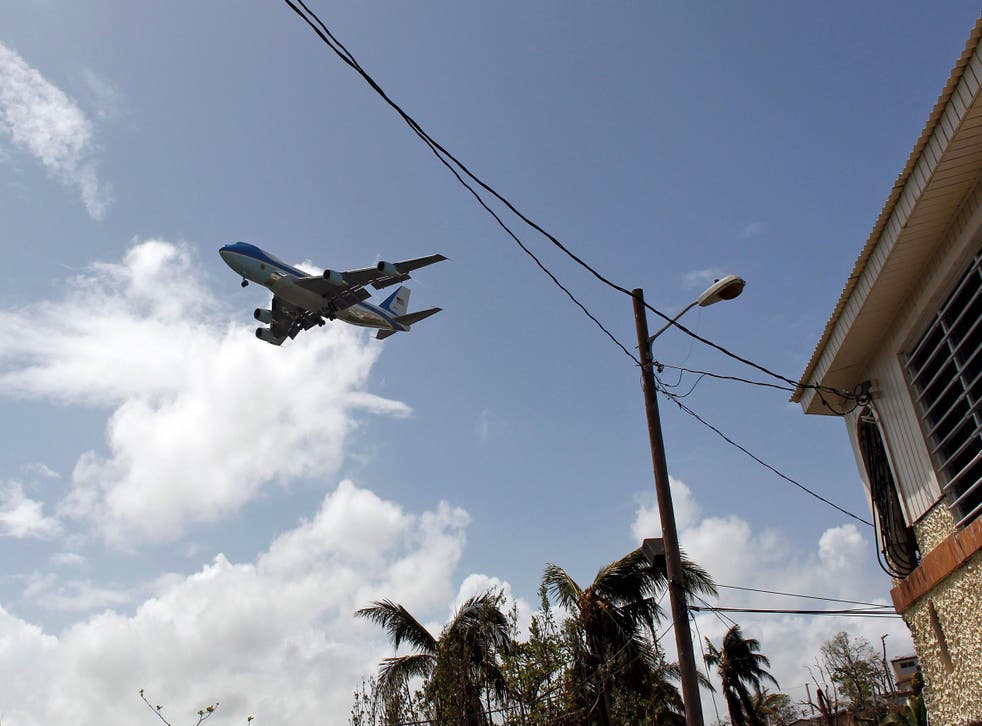 Air Force One arriving in Puerto Rico in October