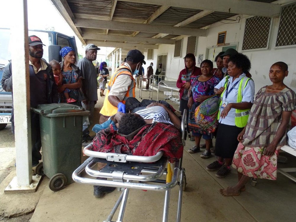 A resident receives medical treatment after the latest earthquake to hit Papua New Guinea