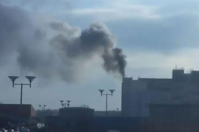 Footage on Twitter showed black smoke rising from part of the hospital and pictures showed firefighters tackling the blaze with a jet of water