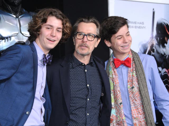 Gulliver Oldman (left) with his father Gary and younger brother Charlie