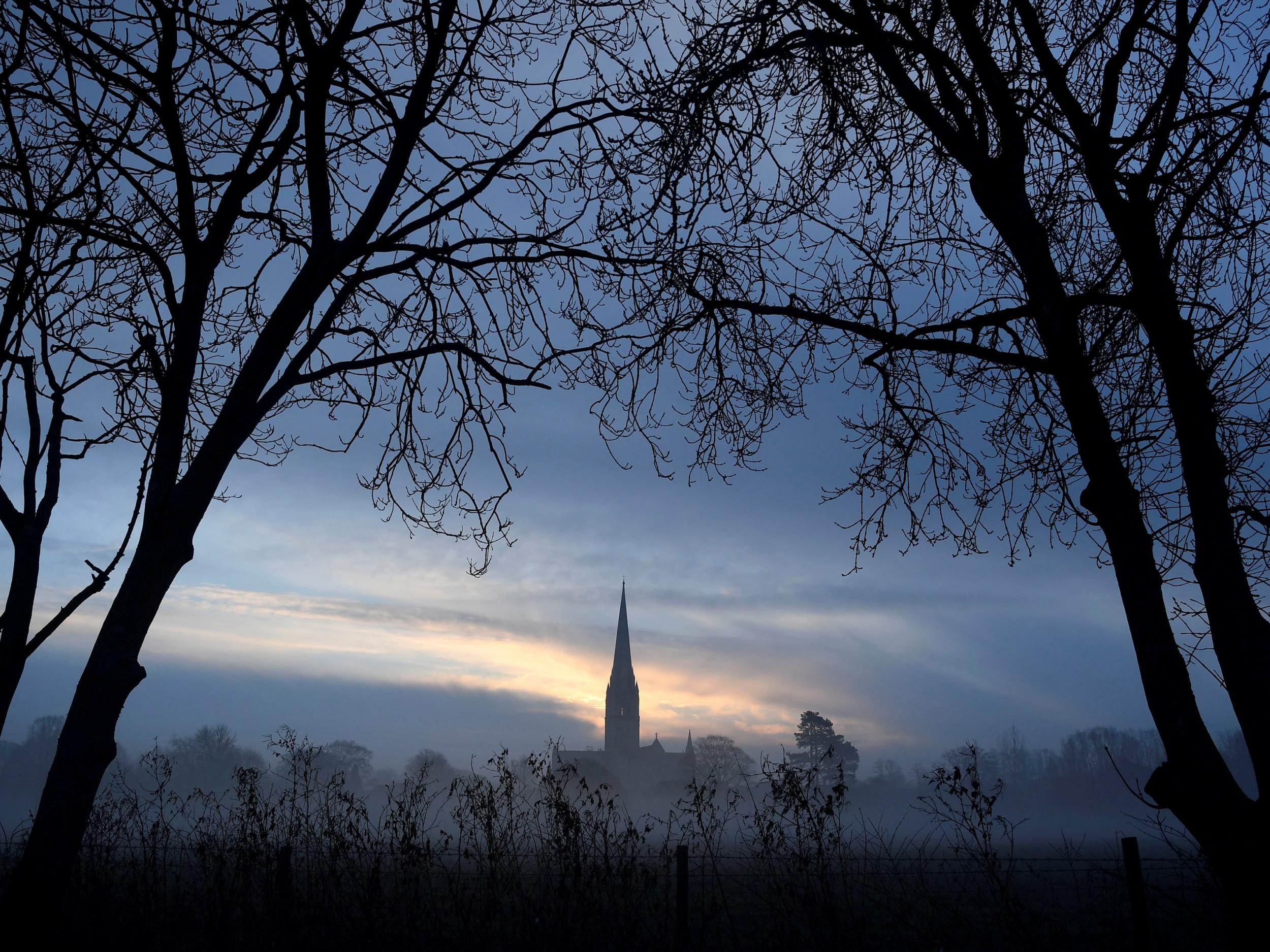 Salisbury Cathedral at dawn. Many cathedrals are as awe-inspiring when viewed from afar as they are from inside