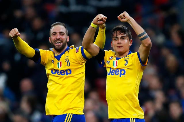 Juventus’s goalscorers Gonzalo Higuain and Paulo Dybala