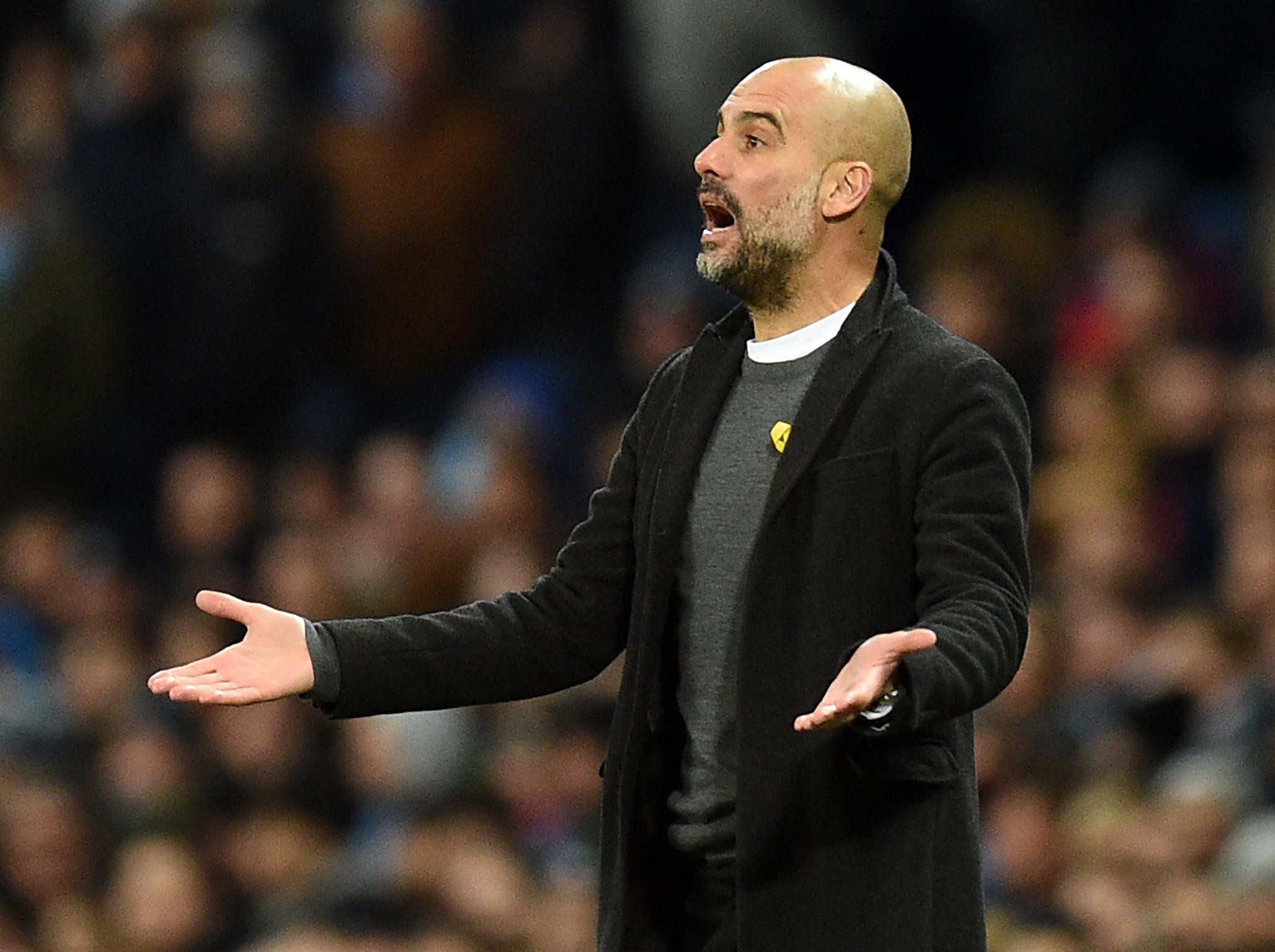 &#13;
Pep Guardiola gesticulates from the touchline &#13;