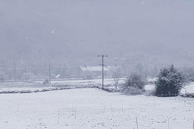 Snowy fields in Loxley, north Sheffield, as weather warnings issued for much of UK