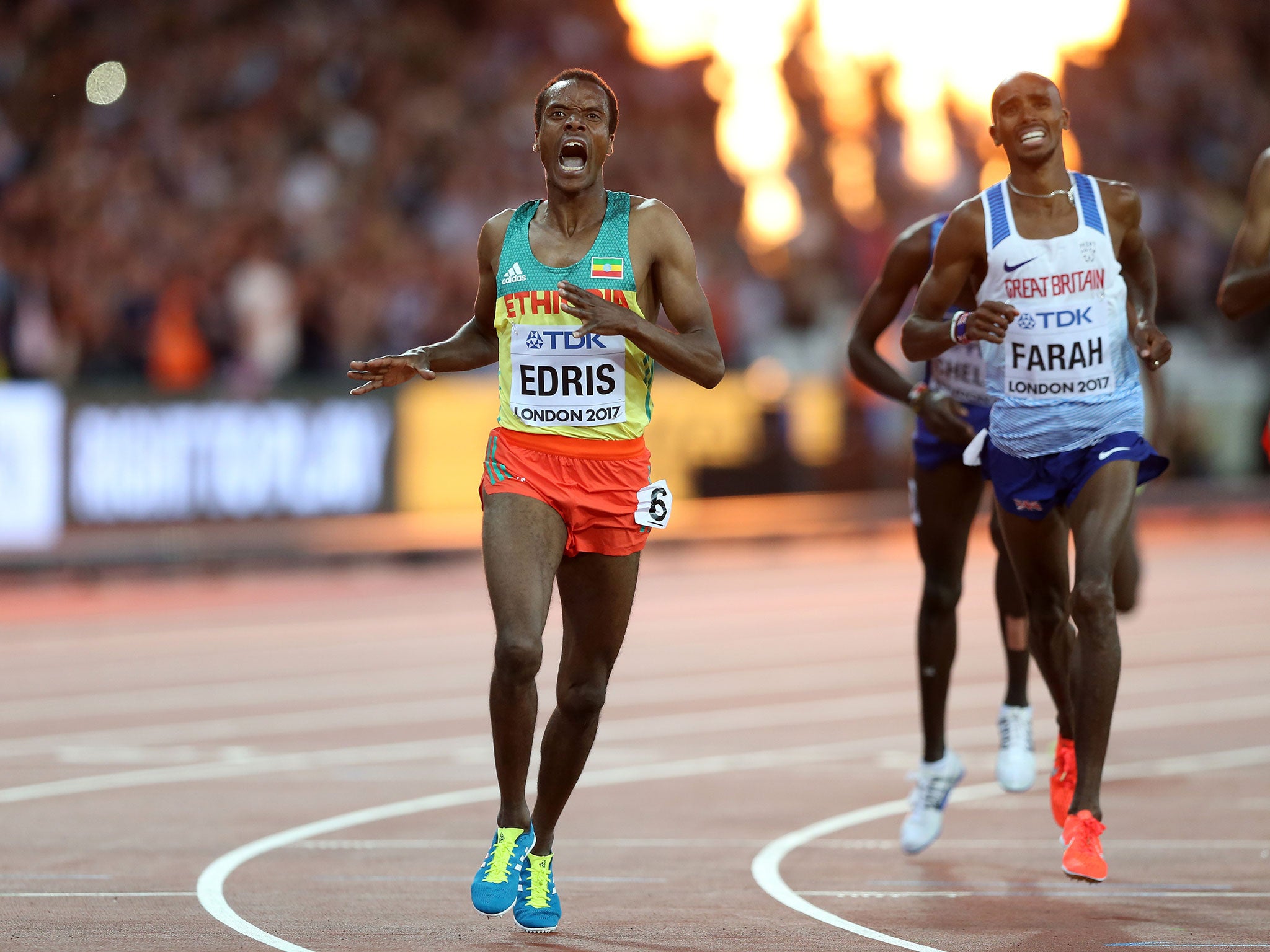 Mukhtar Edris edged out Mo Farah to victory in the 5,000m last summer