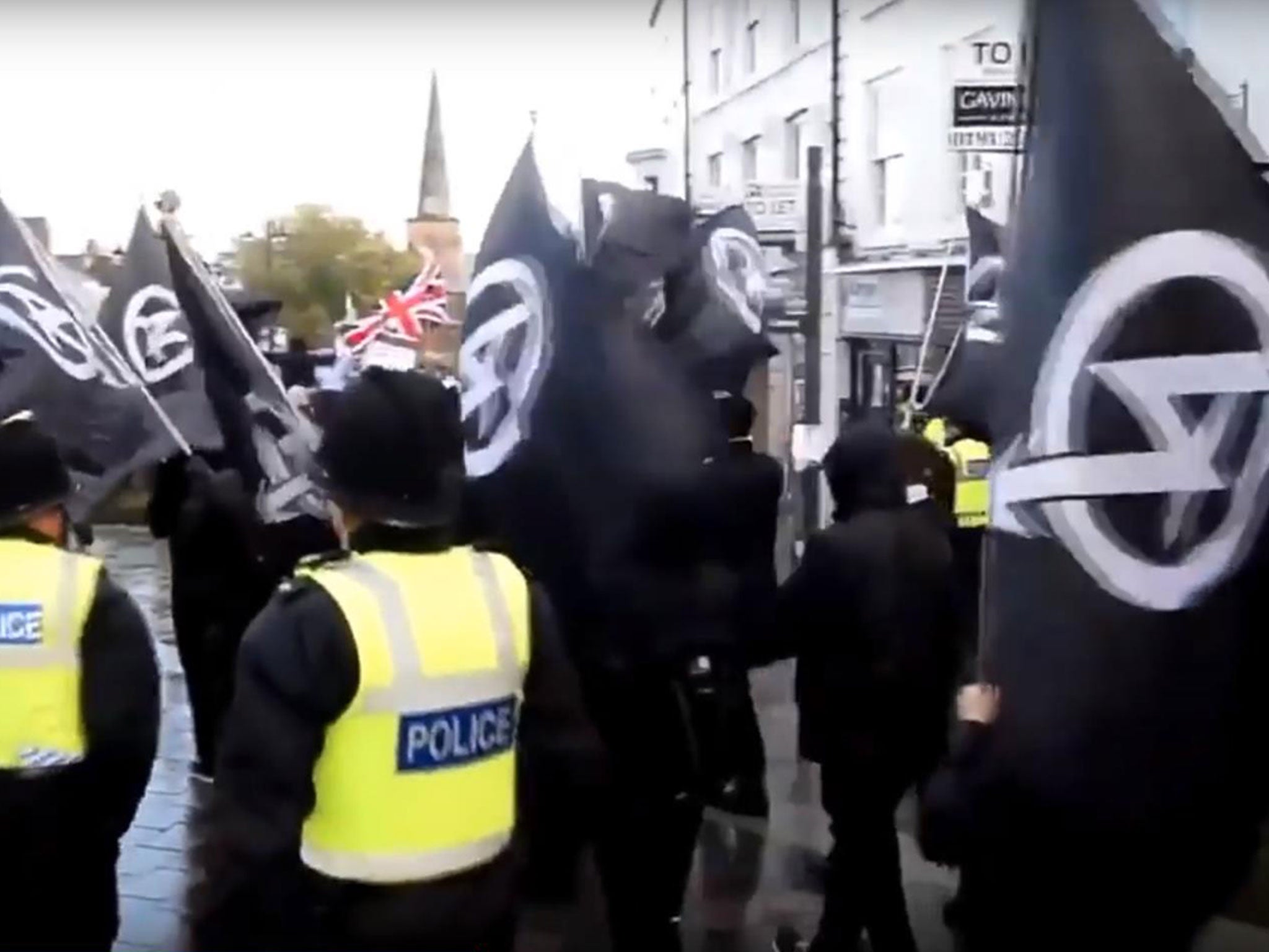 The video showed National Action members marching through Darlington and performing Nazi salutes in November 2016