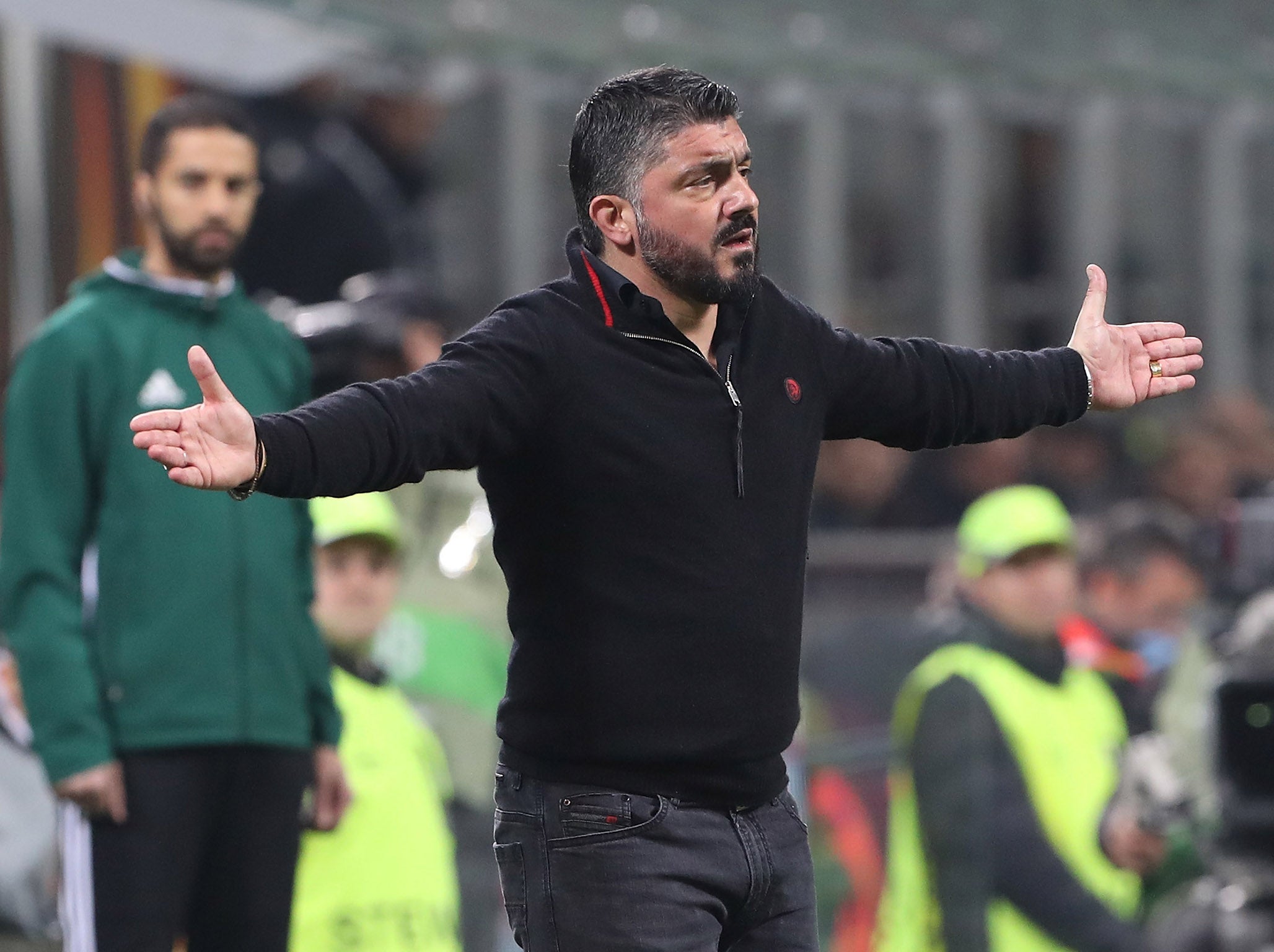 Gennaro Gattuso gesticulates from the touchline