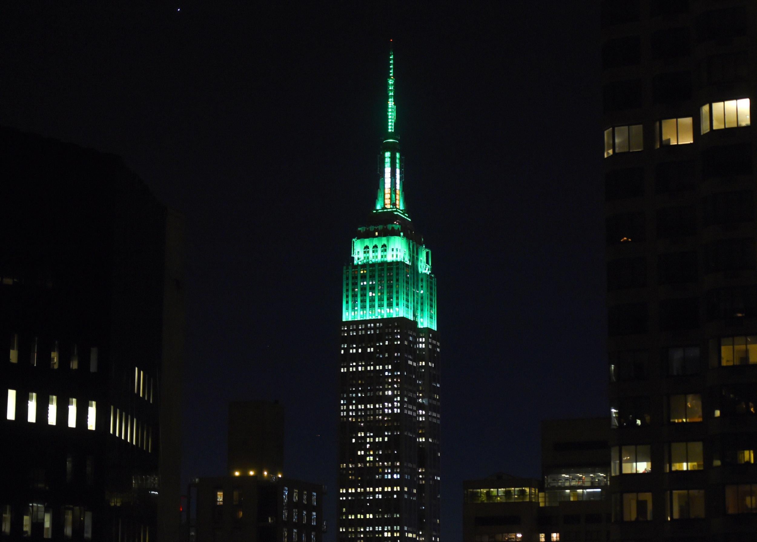 Green top: the Empire State Building lit up for St Patrick’s Day (G