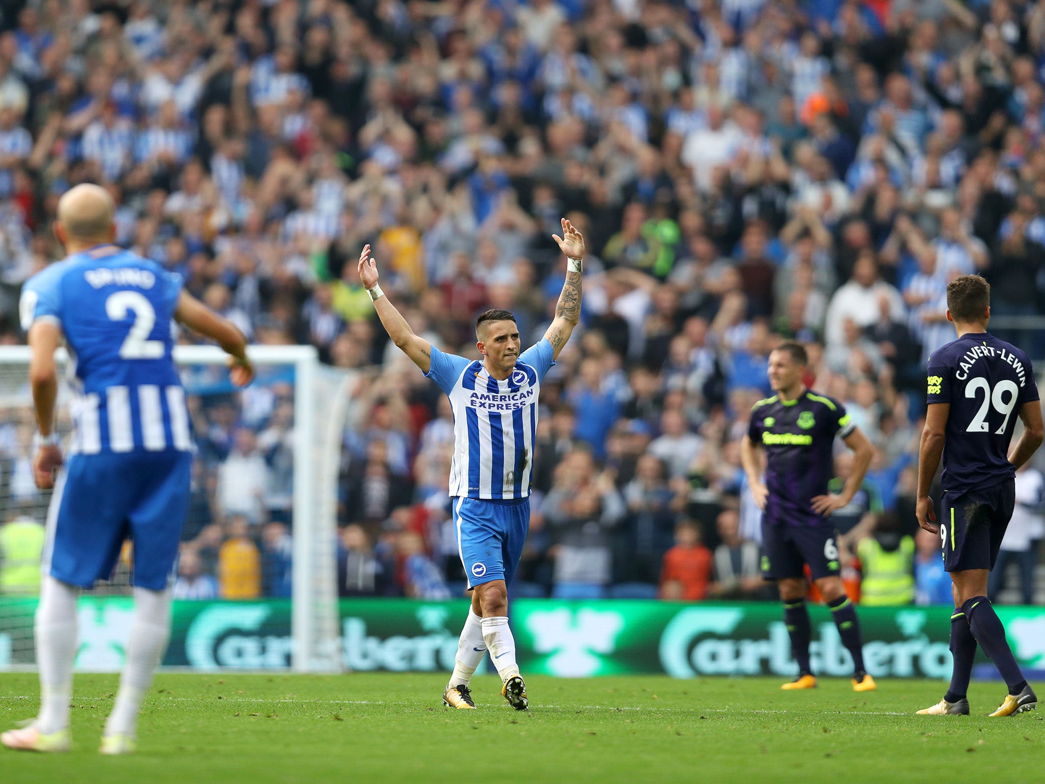 Brighton held Everton to a 1-1 draw in their first meeting of the Premier League era earlier this season