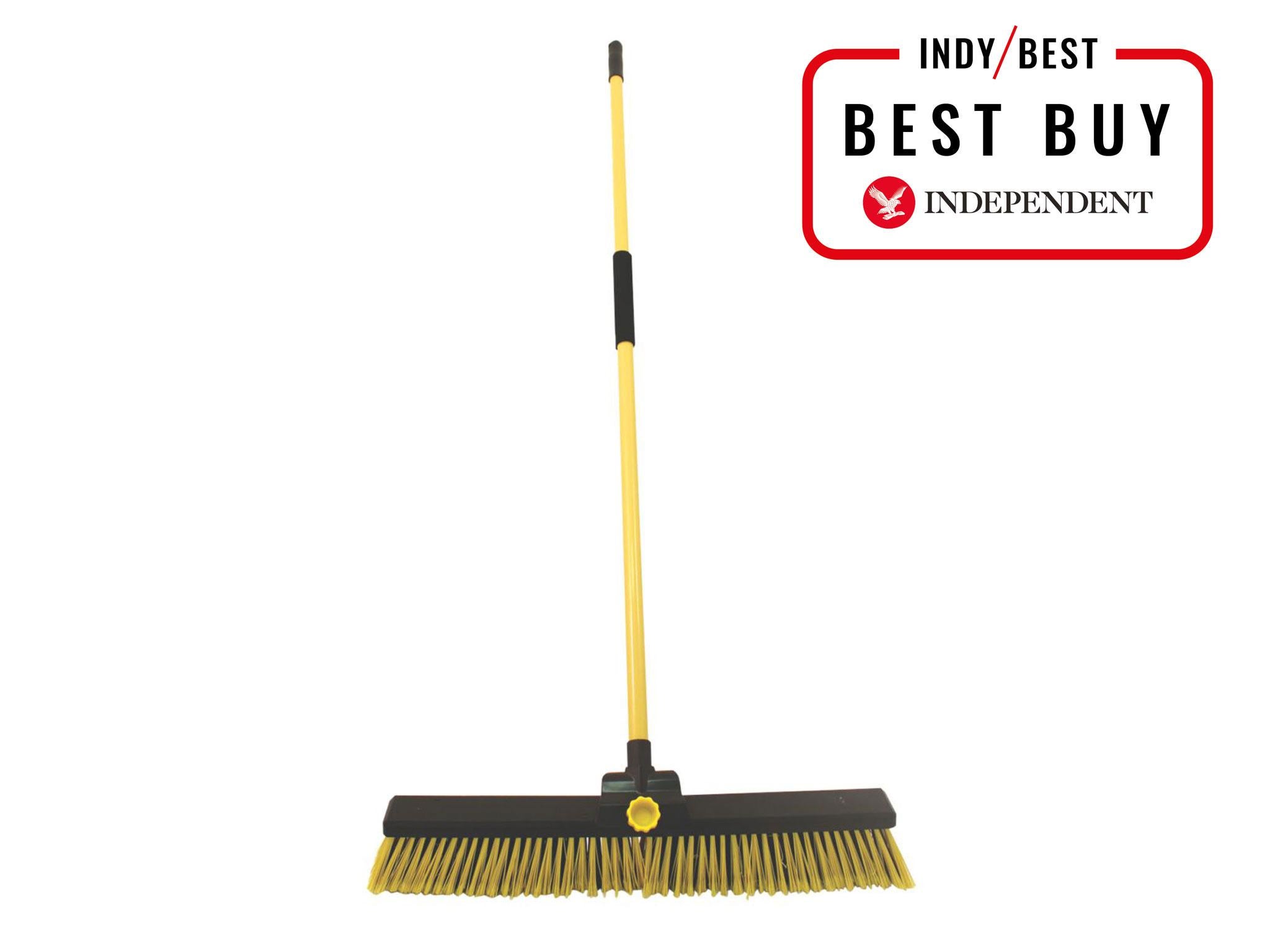 Stiff Bristle Sweeping Brush HEAD with HANDLE Outdoor Broom Garden Sweeper 