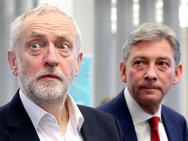 Labour leader Jeremy Corbyn, with Scottish Labour leader Richard Leonard, during a visit to Abertay University in Dundee, prior to his address to delegates at the Scottish Labour Party Conference in the city's Caird Hall
