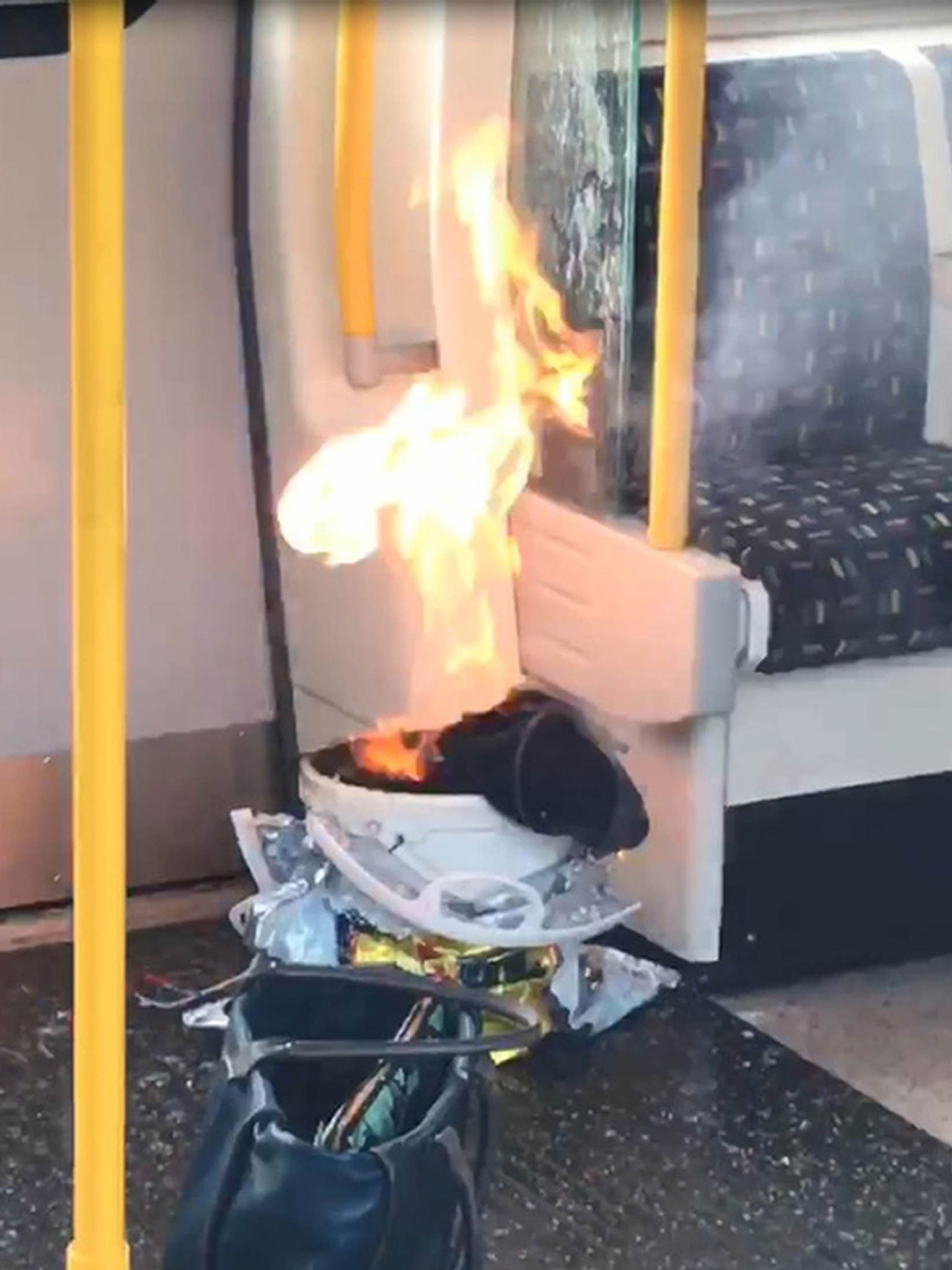 The device after it exploded on the District Line train at Parsons Green underground station on 15 September
