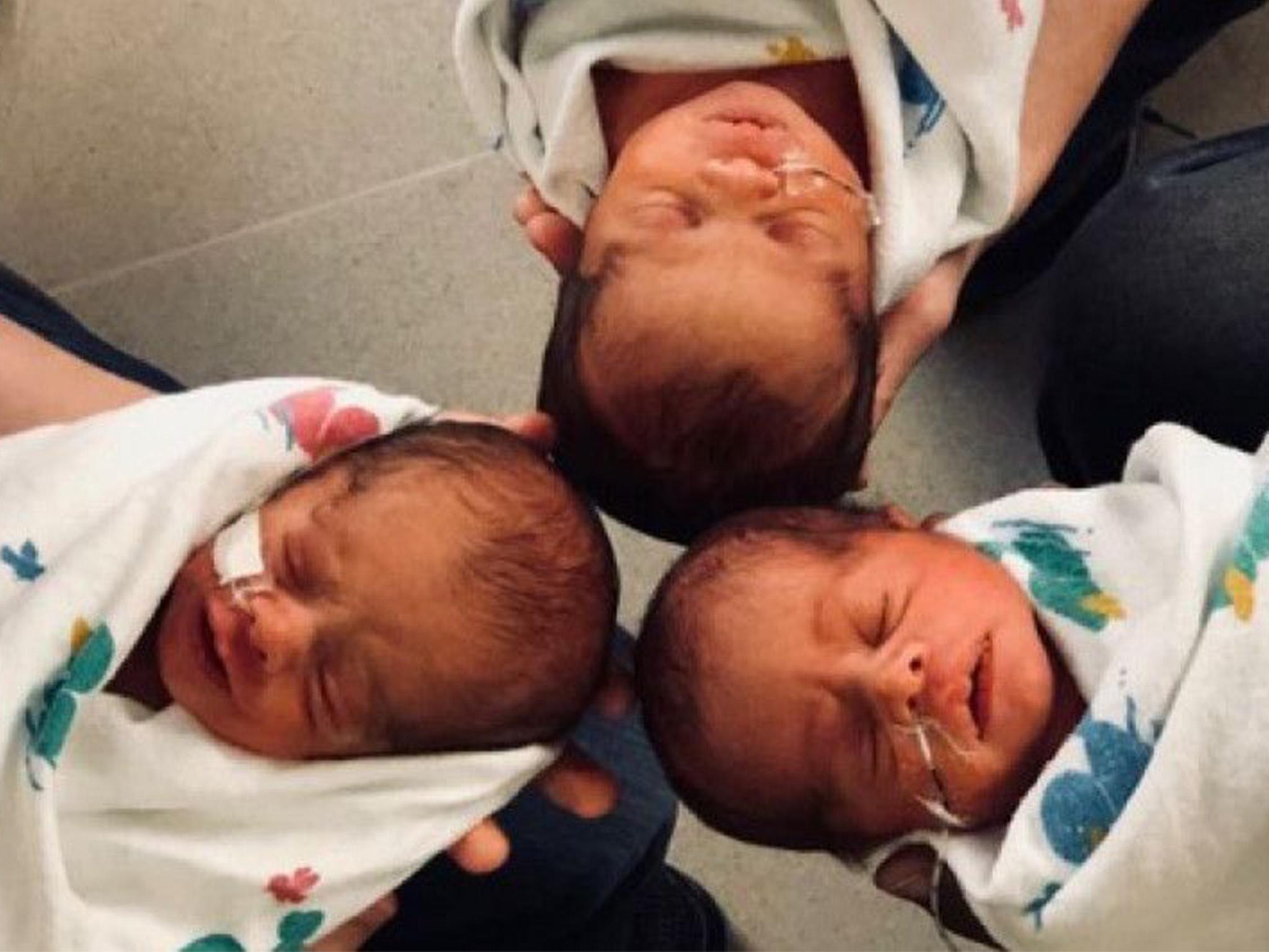 Identical triplets Ron, Elkanah and Abishai Choge were born prematurely in Kansas City, Missouri