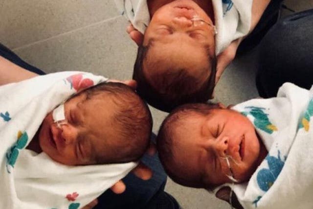 Identical triplets Ron, Elkanah and Abishai Choge were born prematurely in Kansas City, Missouri