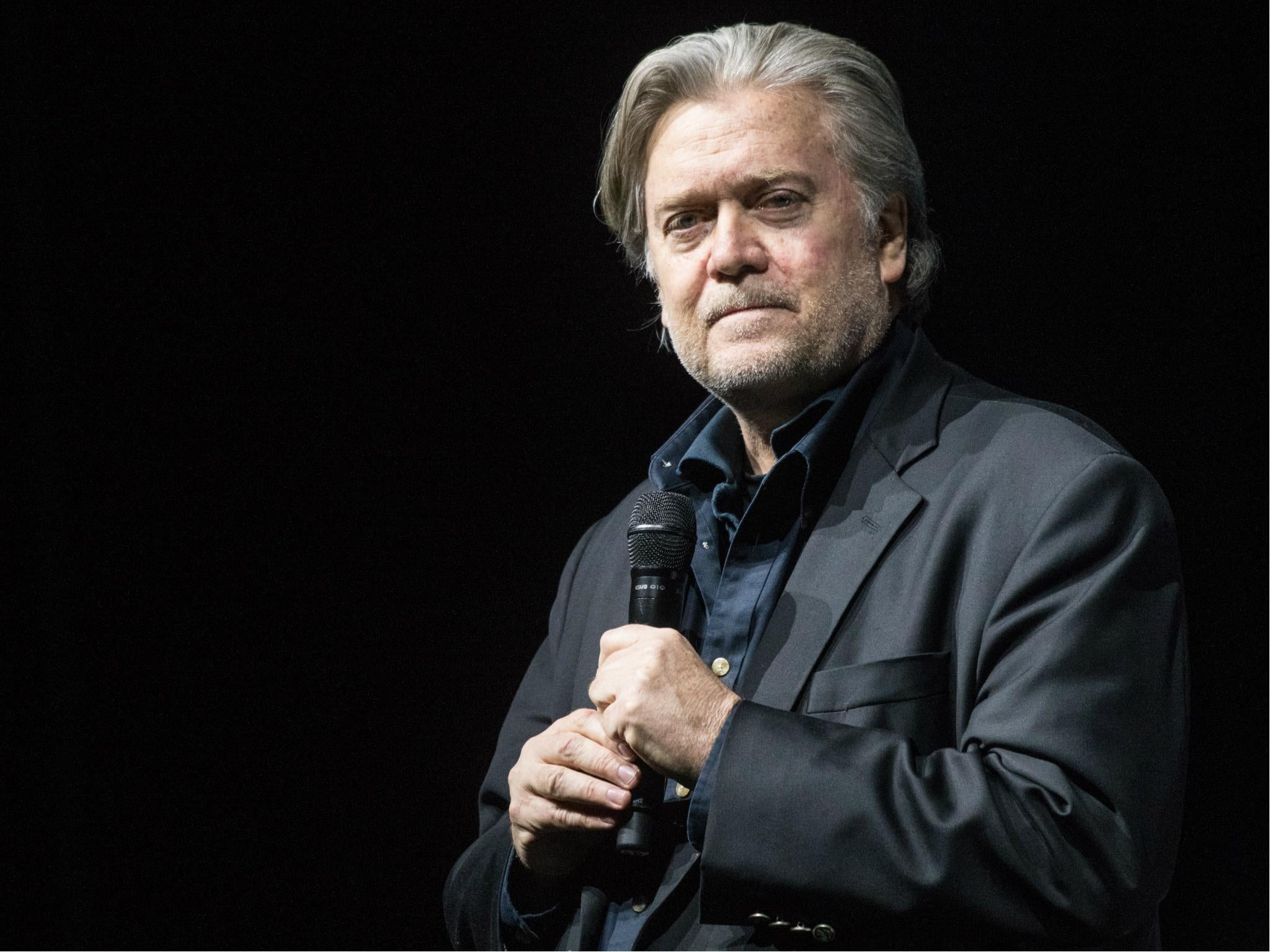 Steve Bannon, the former chief strategist for US President Donald Trump, speaks at an event hosted by the weekly right-wing Swiss magazine Die Weltwoche on 6 March 2018 in Zurich, Switzerland.