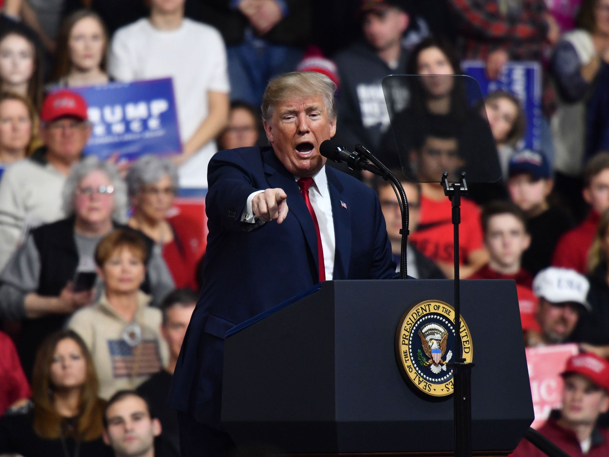 US President Donald Trump delivers remarks at the Make America Great Again Rally on March 10, 2018 in Moon Township, Pennsylvania.