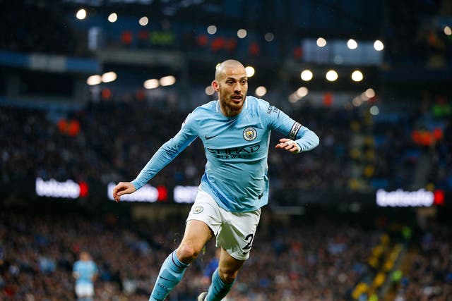 David Silva in action for Manchester City this season
