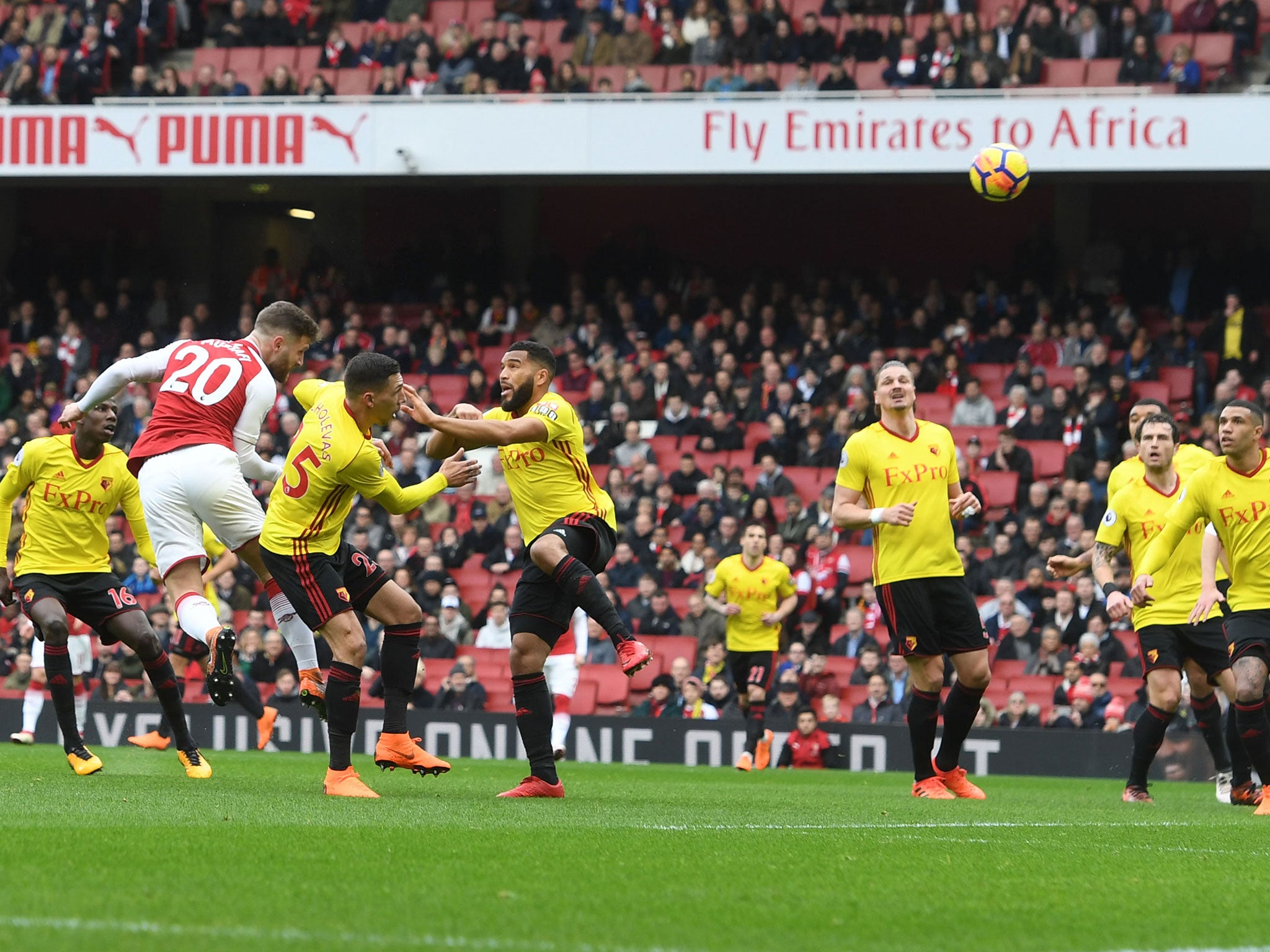 Shkodran Mustafi's header gave Arsenal an early lead