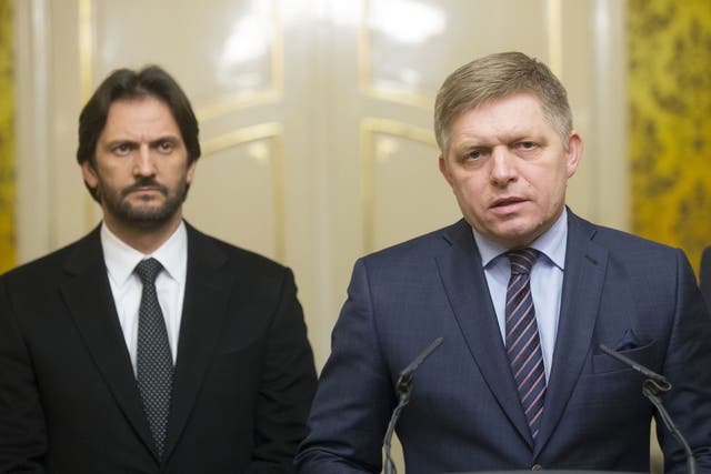 Robert Kalinak, Slovakia's interior minister (left), has resigned after tens of thousands of protesters called on Robert Fico, the Prime Minister (right) to dismiss him