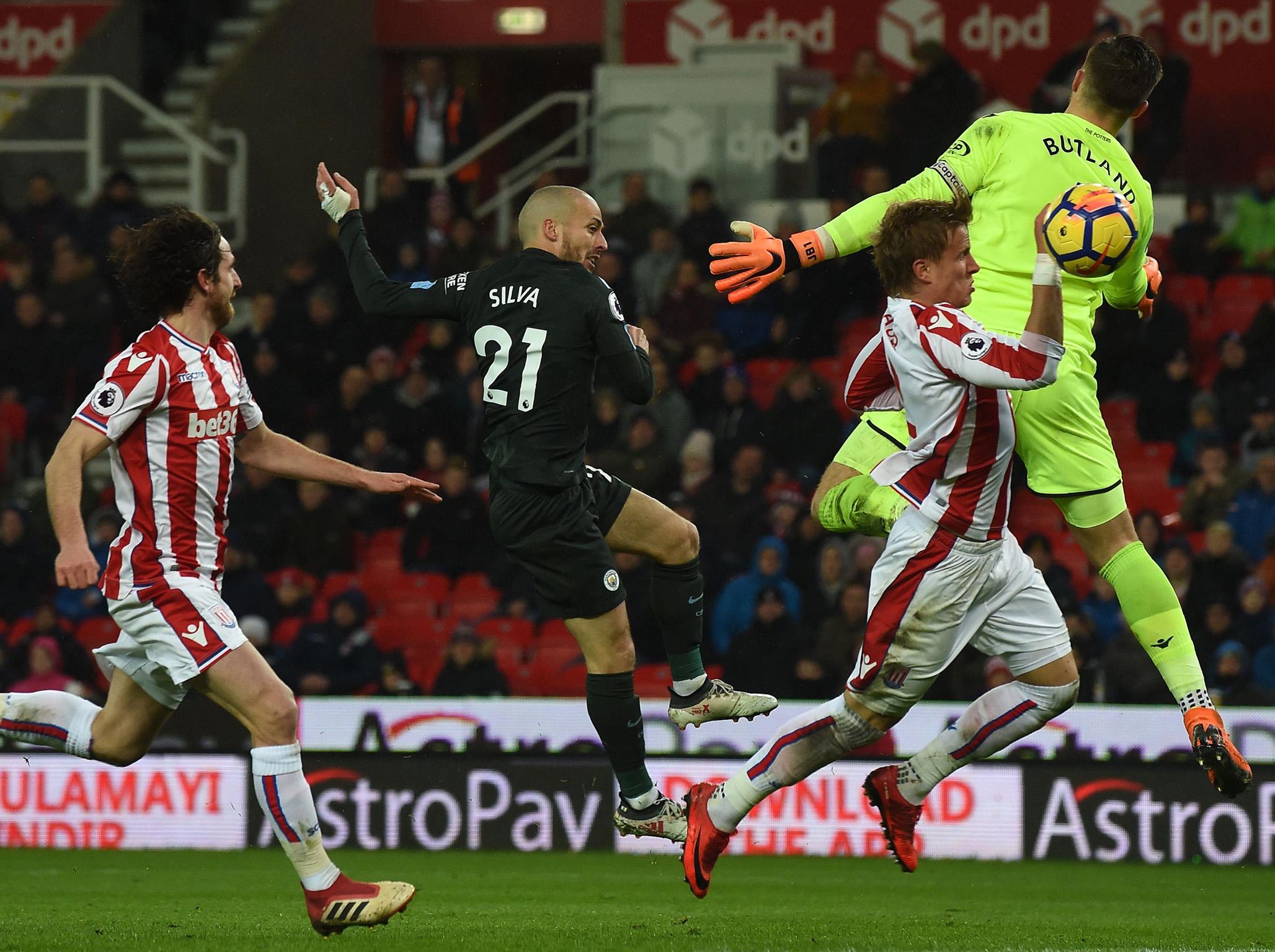 Silva hooks the ball past Jack Butland