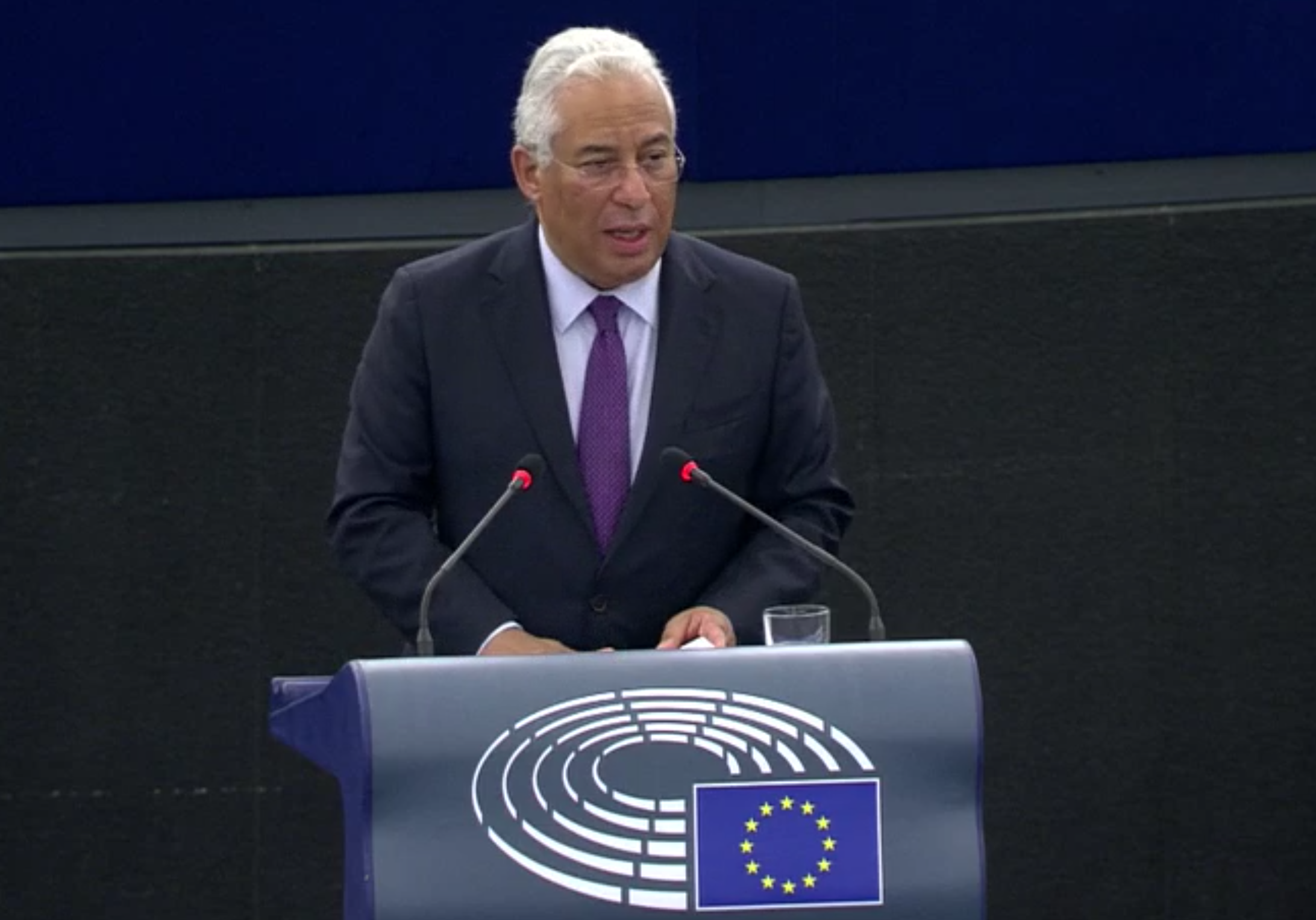 António Costa, Portugal's prime minister, addresses the European Parliament in Strasbourg