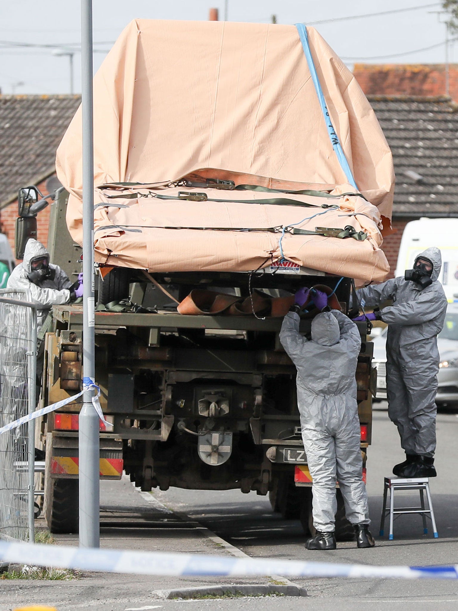 The tow lorry is loaded onto an Army vehicle in Gillingham, Dorset