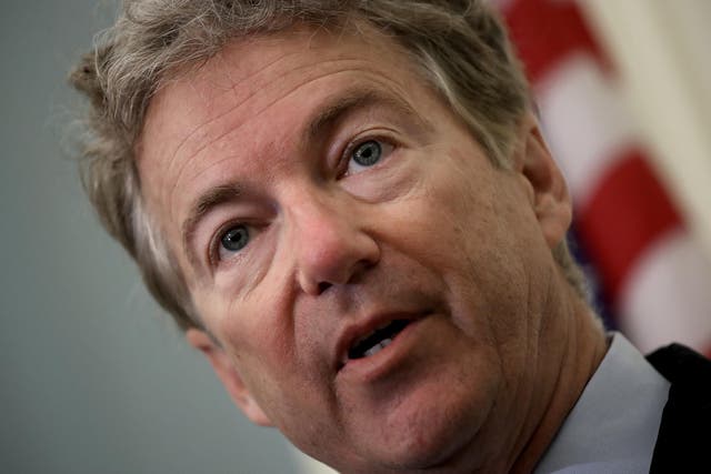 Senator Rand Paul speaks during a press conference at the U.S. Capitol