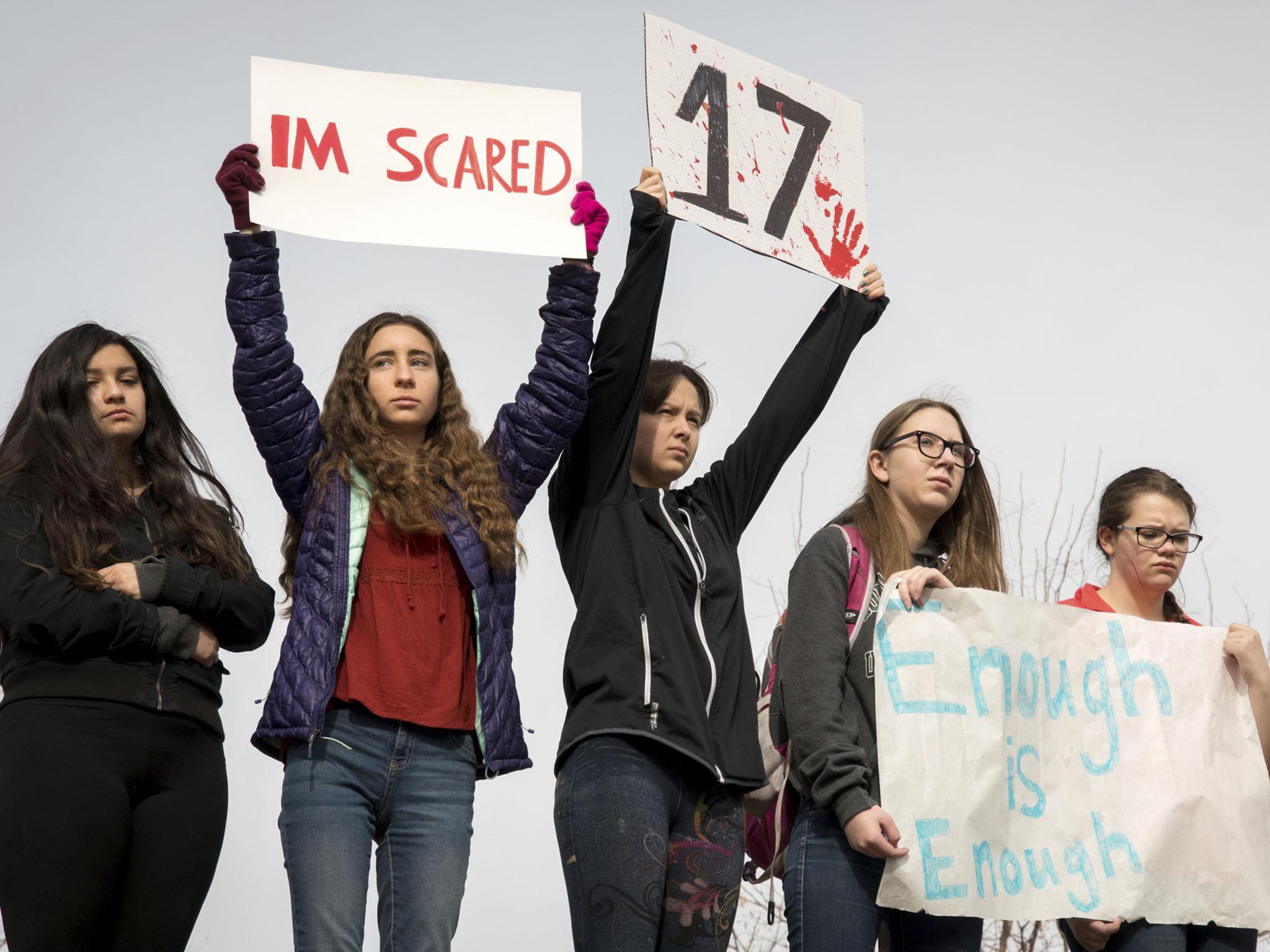 Students in Glenwood Springs, Colo take part in the nationwide walkout