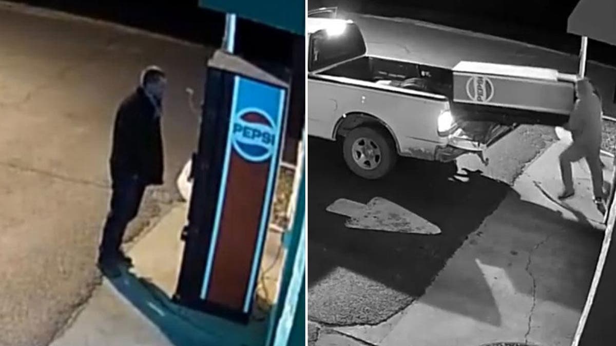 Two men caught on CCTV stealing entire vending machine after purchasing
