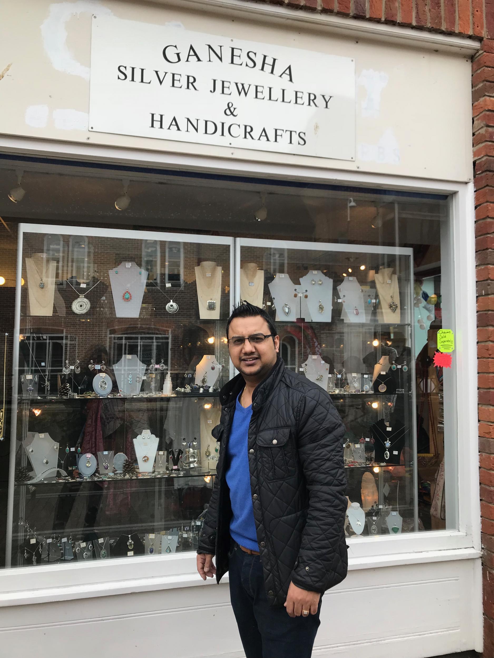 Rahul Sharma says he wanted to ask Ms May about ‘rent reductions’ because shops have suffered in Salisbury